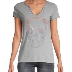 Zadig & Voltaire Tunisien MC Rhinestone Skull Tee – Gray – Size L
